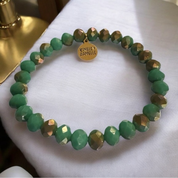 Kinsley Armelle Jewelry - Kinsley Armelle Green and Gold Beaded Bracelet NWOT